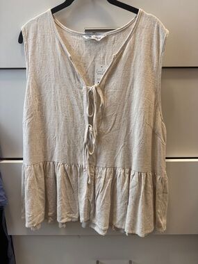 Cupshe Cream Tie-Front Peplum Tunic